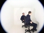 In "Luton" (2001), John Wood and Paul Harrison roll around uncontrollably on the floor of a confined space.
