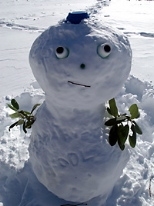 MIT community members built a snowman after a weekend storm dumped more than 20 inches of snow on campus.