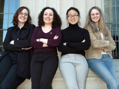 The MIT Panhellenic Association was one of several winners  of the William L. Stewart Jr. Awards. Representatives from left: Nikki Pfarr  '06, Julia Kurnik '06, Stephanie Cho '06 and Shannon Nees '07.
