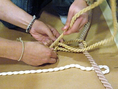 Students in Heather Lechtman's class in 'Materials in Human Experience' designed and constructed a portion of a khipu, a bundle of knotted strings used by the Incas to keep records.
