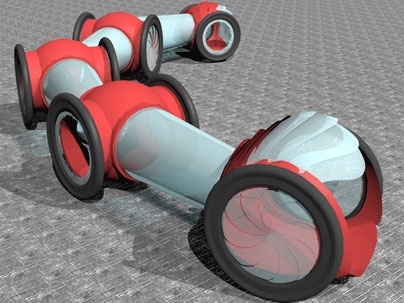 Design Lab's urban vision includes a snake-like bus.