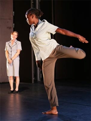 UCLA student Taisha Paggett, front, and choreographer Victoria Marks, rear, will offer a master dance class at MIT on Oct. 19.