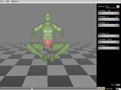 Production still of animation motion production from machinima research at MIT.
