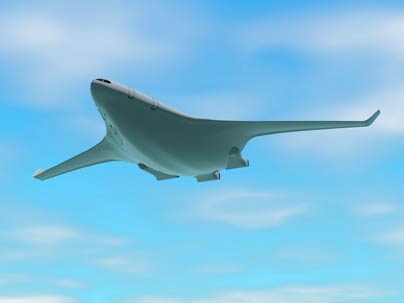 Conceptual design for a silent, environmentally friendly passenger plane designed by researchers at the Cambridge-MIT Institute's Silent Aircraft Initiative.