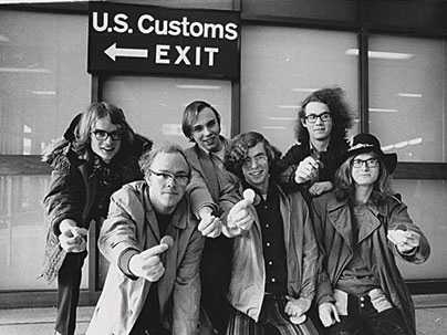 MIT defeated Southampton University in 1972 to win the World Championship. Team members, clockwise from upper left: David Lockwood; William Renke; James Martin; Craig Sweinhart; Timothy Schiller, captain; and J. Frank Christ displayed their victory squidgers.