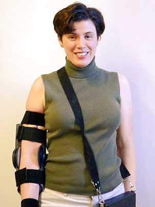 Maggie Fermental, a stroke survivor and study participant, regained full motion at the elbow after 18 hours using the device and has maintained her progress to date. <a onclick="MM_openBrWindow('brace-standing-enlarged.html','','width=509, height=583')">
<span onmouseover="this.className='cursorChange';">Open image gallery</span>
</a>
<noscript> <a href="brace-standing-enlarged.html">
<em>(no ...