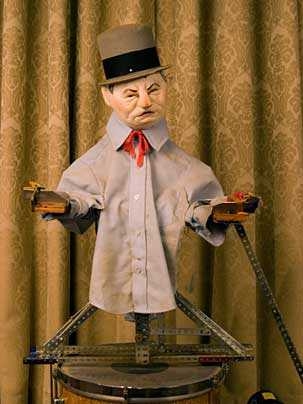 Shannon built this 3-foot-high mechanical W.C. Fields--which juggles balls by bouncing them onto a drum--as a tribute to the comedic actor's days as a vaudeville juggler.