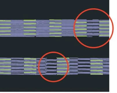 This image demonstrates that the weak bonds between collagen molecules and hydroxyapatite crystals break, leaving small gaps in the fabric without rending it entirely.