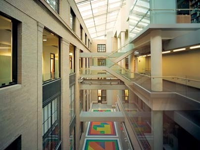 Walkways between Building 6C and Building 8 foster communication, while LeWitt's atrium floor urges boldness.