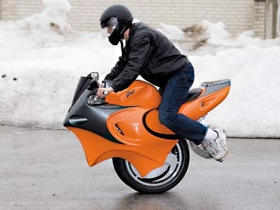 Ben Gulak, an incoming member of the MIT Class of 2012, rides the 'Uno'--a scooter-like vehicle he invented that was named the top invention of the year by Popular Science.