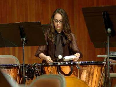 Simone Ovsey, winner of a Richard and Jody Nordlof Awards in recognition of distinguished service and musical contribution to the MIT Wind Ensemble given by the Music and Theater Arts Section.