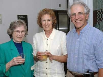 Professor of Management Lotte Bailyn, left, Institute Professor Barbara Liskov and husband Nate Liskov celebrated Liskov's ascension to Institute Professor over at CSAIL on Tuesday afternoon.