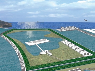 Architectural drawing of  proposed spaceport at the landfill development in South Korea.