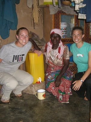 Kate Clopeck and Vanessa Green with Fati, the CWS women/partner in Kasaligu, Ghana.