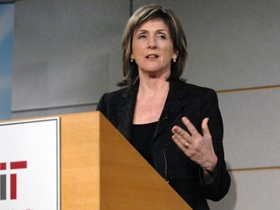 Carol Browner, assistant to the president for energy and climate change in the Obama administration, gives the keynote address at an MIT clean energy policy forum on April 13.Â 