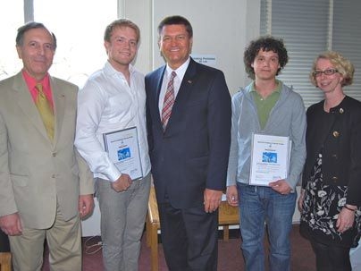 Consul General Friedrich LÃ¶hr of the German Consulate, Mattias Flander, Christoph Fay of Lufthansa, Manuel Esquivel, and Sigrid Berka of MIT-Germany.