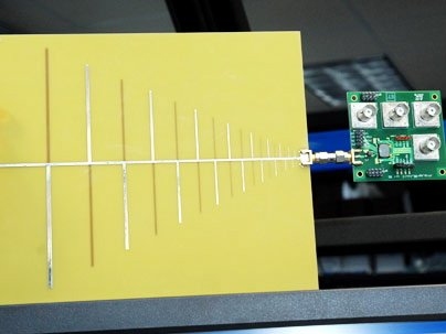 A close-up of the RF cochlea and antenna.