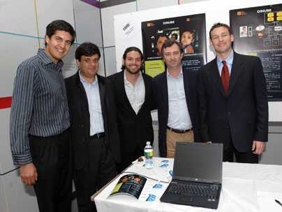 The NextLab mobile banking team Dinube. Team members include Armando Valdes, MIT, Oscar Howell, MIT, Adrian Rodriguez, MIT, Jonathan Hayes, MIT, and Mark Younger, Harvard.