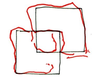 MIT neuroscientists asked patients who had recently had their sight restored to identify and trace the shapes they saw. While a normally sighted person would likely trace two overlapping squares, these patients interpreted the drawing as three separate shapes.