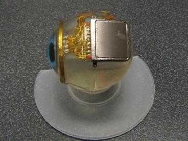 A side view of the model of the retinal implant.