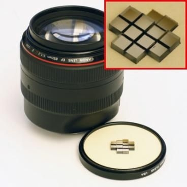 Clustered at the center of an ordinary lens filter are 12 tiny lenses with different focal depths, which project images onto different parts of a camera sensor.