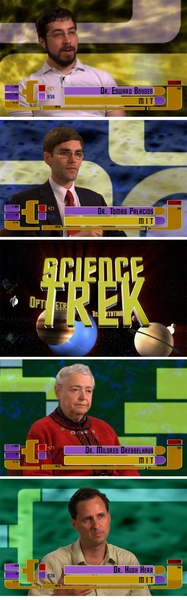 Screenshots from the program, “Science Trek." From top to bottom are professors Ed Boyden, Tomas Palacios, Mildred Dresselhaus and Hugh Herr.