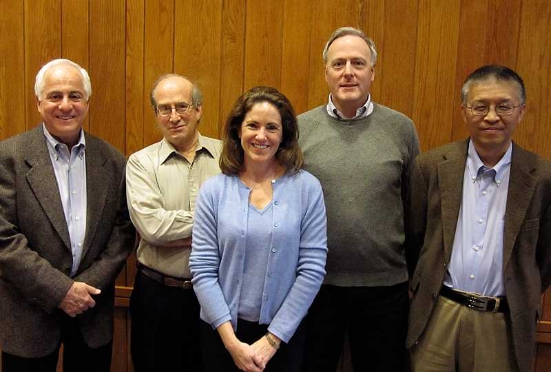 MIT's faculty inductees to the National Academy of Engineering for 2010: (from left to right) Robert E. Cohen, Alan Willsky, Cynthia Barnhart, Andrew  
Whittle and Gang Chen.