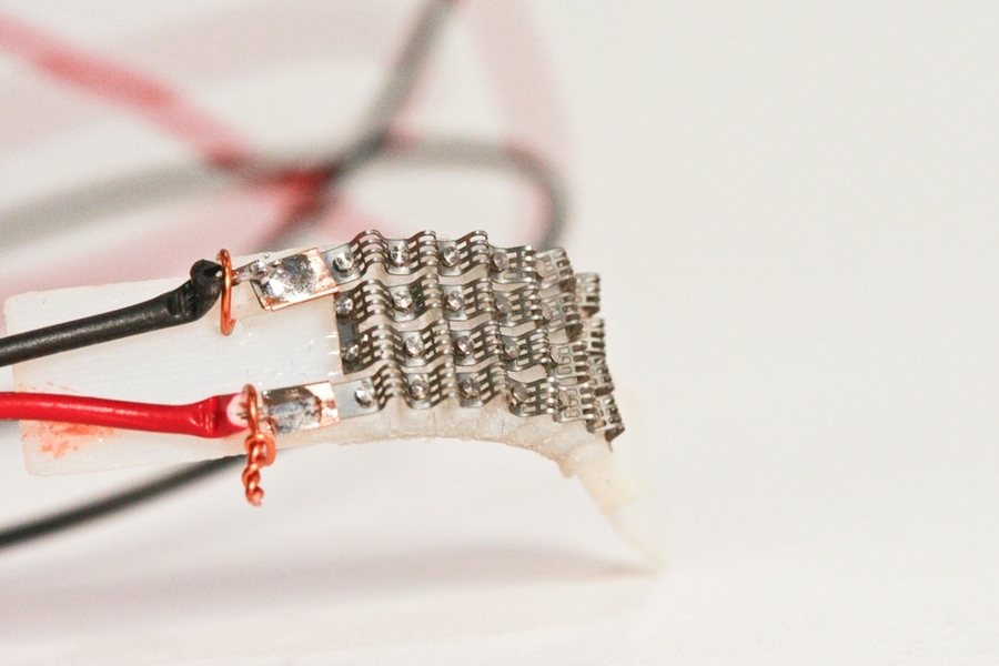 In early prototypes, the actuators are bolted to the devices they control. But the researchers are currently experimenting with methods for pressing the actuators into the plastic components as they harden, to simplify manufacturing.