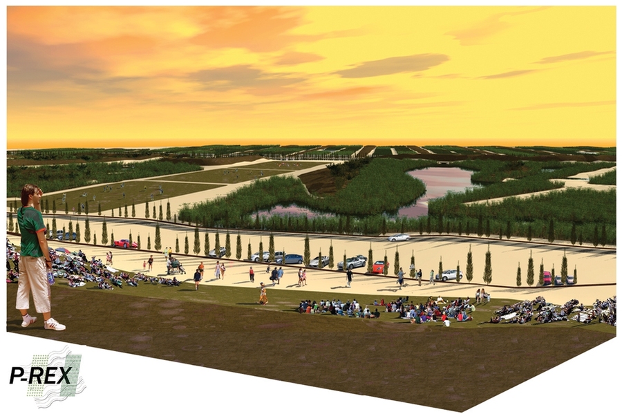 A rendering of a wetlands in the Pontine Marshes. The engineering analysis of Berger’s designs has helped him understand which wetlands configurations would work best. In this way planners and scientists can join forces to help reclaim damaged countryside for the public good.
