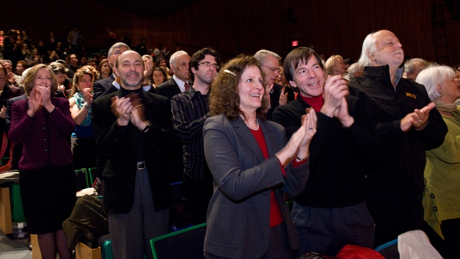 The capacity crowd in Kresge Auditorium shows their appreciation for Dudamel and the students of MITSO.
