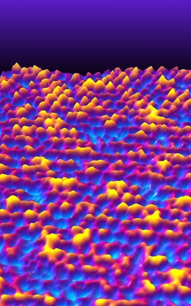 Images taken through the Atomic Force Microscope using the MIT team’s new technique can show details of individual atoms and molecules at the interface between a liquid and a solid surface.