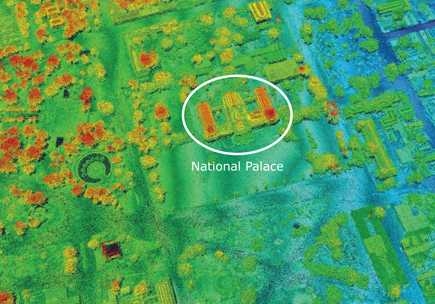This quick-look image provided by the Lincoln Laboratory ALIRT system shows the National Palace and surrounding area. The color code indicates the relative heights of the terrain and structures being imaged. 
