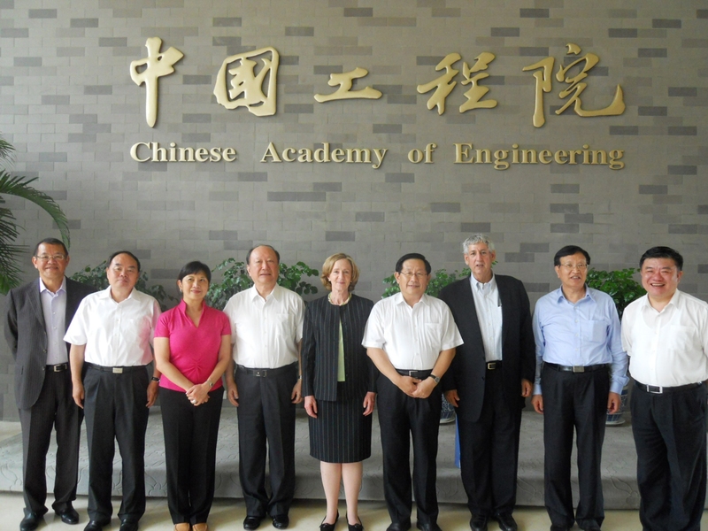 President Hockfield and MIT officials pose with Chinese science and engineering leaders on Tuesday, June 22, at the Chinese Academy of Engineering in Beijing. The group discussed potential collaborations between China and MIT in areas such as education, energy and health. 
Pictured here are, from left, Victor Zue, director of MIT's Computer Science and Artificial Intelligence Laboratory; Zhou Ji,...