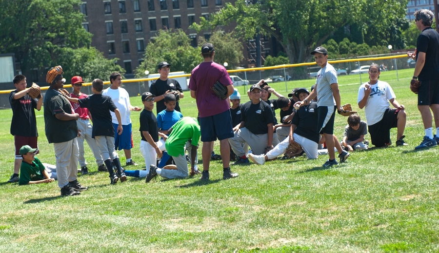 After lunch, the program spends the afternoon on MIT's varsity baseball field.