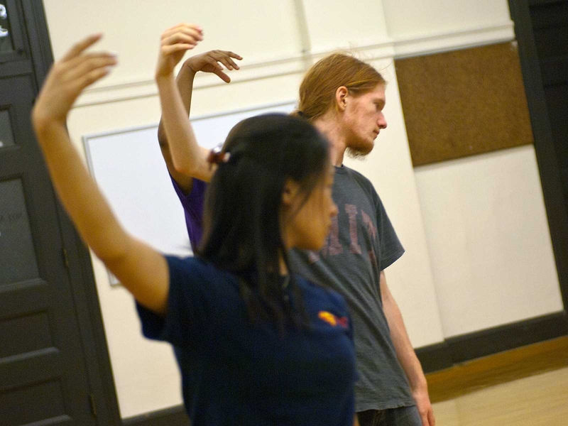 Members of the Freshman Arts Program practice their dance routine, which they would perform later in the week.