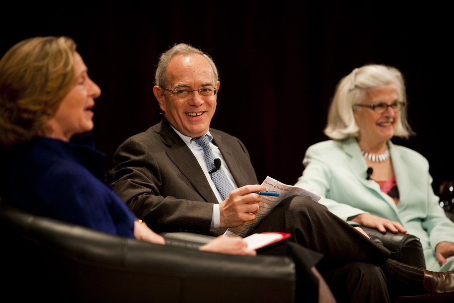 From left to right, President Hockfield, Provost L. Rafael Reif, Executive Vice President and Treasurer Theresa M. Stone and Chancellor Phillip Clay answer questions submitted by the community.