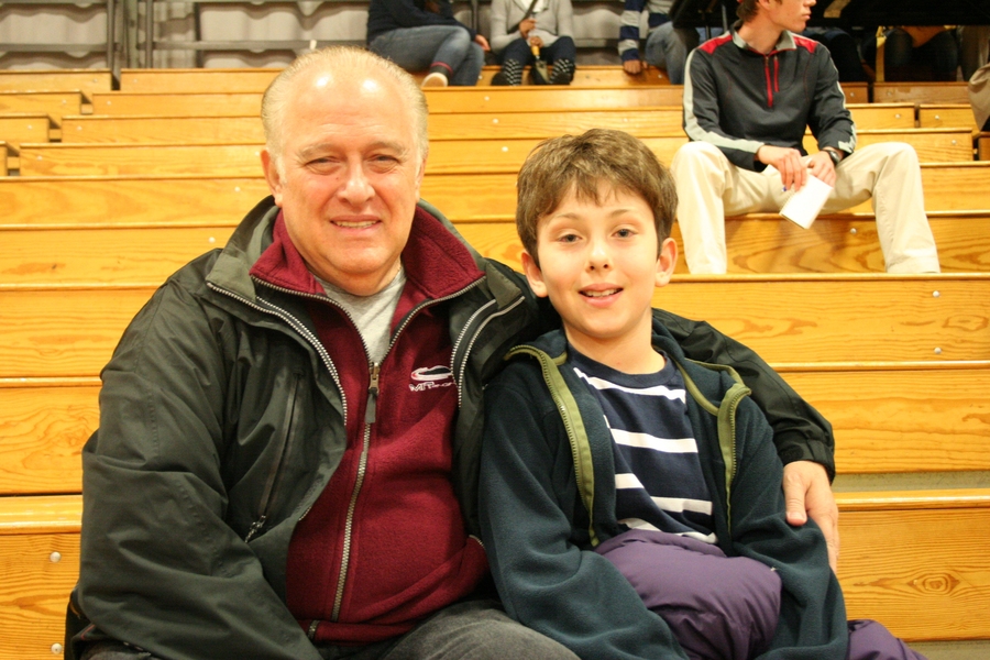 Dean for Student Life Chris Colombo and his son, Michael, arrived early to get good seats for the event. 