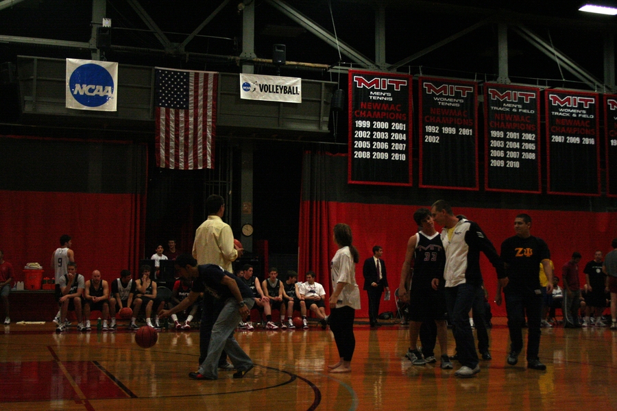 Faculty, staff and students competed as part of the first-ever skills challenge. 7-foot Assistant Men's Basketball Coach Paul Grant, a former NBA player, was hard to compete with, but sophomore soccer player Emily Kuo was up to the challenge, winning the contest.