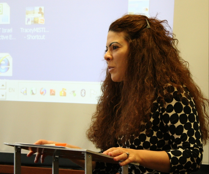 At the Oct. 15 event, Professor Christine Ortiz, the dean for graduate education, presented on the MIT-Israel Program, part of MISTI — the MIT International Science and Technology Initiatives. MISTI matches hundreds of MIT students annually with all-expenses-paid internships and research abroad.