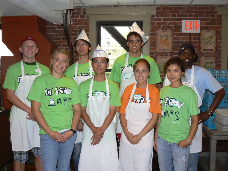 Students volunteering at the Boston Living Center, a community and resource center for people living with HIV/AIDS, during CityDays.
