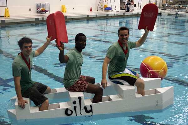 "Oily" beats the "Osokkvandi Ond." The Media Lab team remain the undefeated champions. From left: Petron, Joachim and Schmitt.  