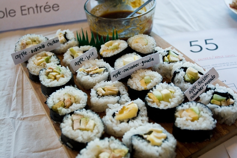 Apple sushi challenges the idea that apples are meant for desserts.
