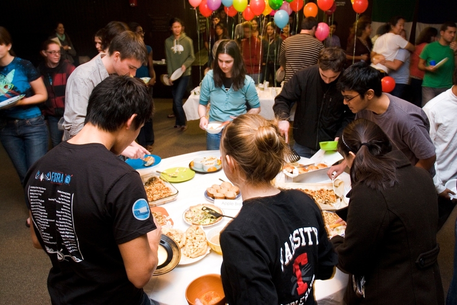 The students get to partake in the apple tasting. 