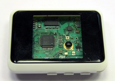 After initial tests with a larger prototype, Aldrich is currently using this compact device that incorporates sensors and controls In a package not much bigger than a credit card.