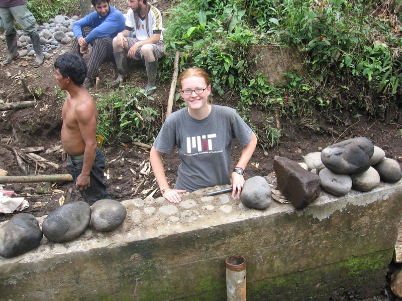 Kendra and the rest of the community helped with the construction of a 5-meter concrete dam.
