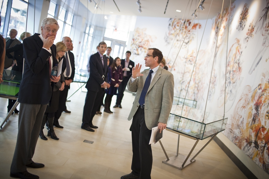Koch Institute Executive Director Robert Urban discusses some of the public art housed in the institute's new building.