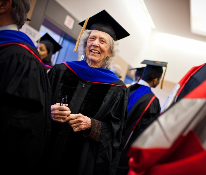 Procession participants prepare prior to Convocation.