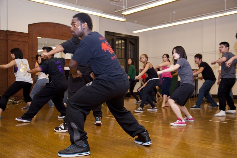 Prefrosh learned how to kick it with Mocha Moves, MIT's hip-hop dance squad, at the T-Club Lounge in the DuPont Gymnasium.