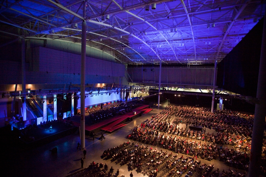 The crowd gathered at the Boston Convention and Exhibition Center, just prior to the start of the program.