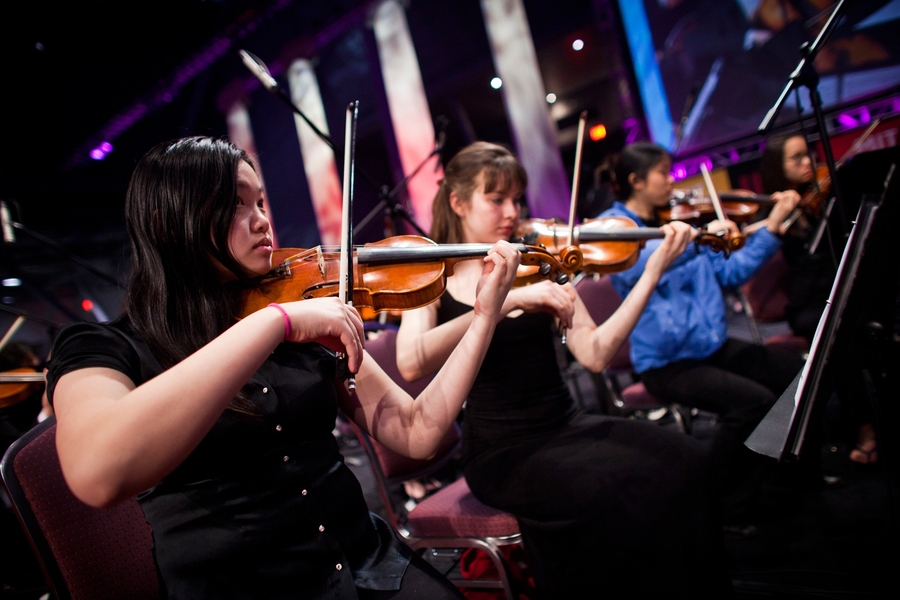 MIT's student orchestra perform during the ceremony.